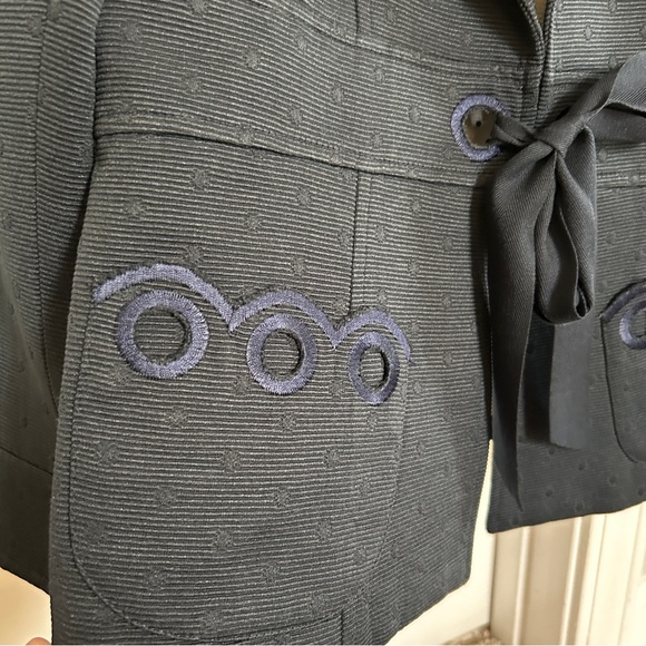 Nanette Lepore Navy Blue Tie Front BlazerJacket Womens 8 - Picture 3 of 9